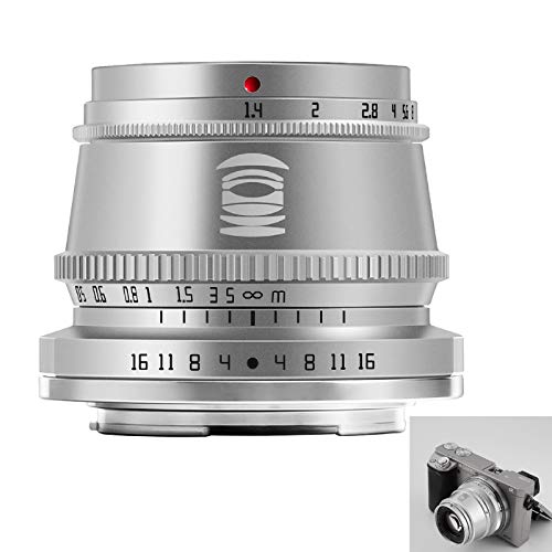 TTArtisan 35mm F1.4 Objektiv APS-C MF Kameraobjektiv kompatibel mit E-Mount Kameras A5000 A5100 A6100 A6300 A6400 A6500 A6600 NEX A7 A7I A7R A7RIV A7S A7SI A7SII A9 und mehr（Silber） von TTARTISAN