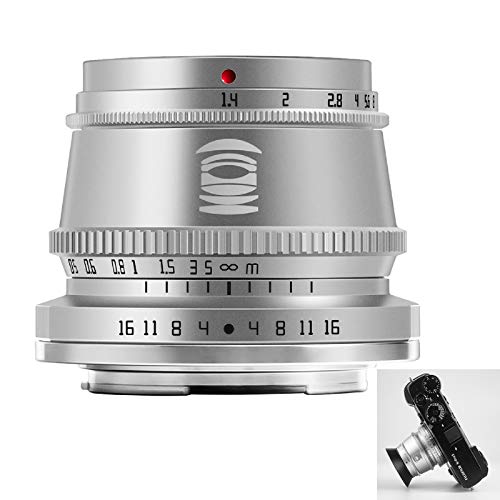 TTArtisan 35mm F1.4 Objektiv APS-C MF Kameraobjektiv kompatibel mit FX Mount Kameras X-A1 X-A10 X-M1 X-M2 X-H1 X-T20 X-T3 X-T4 X-T100 X-T200 X-T30 X -PR01 XS10 und mehr.(FX Mount Silber) von TTARTISAN