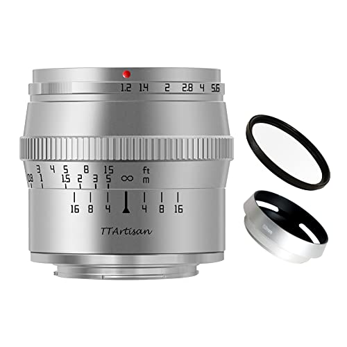 TTArtisan 50 mm F1.2 APS-C Manueller Fokus Große Blende Festfokus Objektiv Silber für Panasonic/Sigma/Leica L Mount Kamera T TL TL2 CL FP TTArtisan 50 mm F1.2 APS-C Manueller Fokus Große Blende Festfokus Objektiv Silber für Panasonic/Sigma/Leica L Mount Kamera T TL TL2 CL FP von TTARTISAN