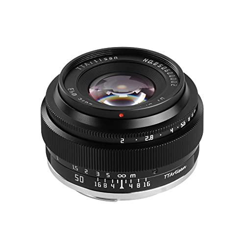 TTArtisan 50 mm F2 Metallgehäuse, kompatibel mit EOS-M Mount (Vollrahmen) – Schwarz von TTARTISAN