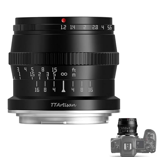 TTArtisan 50mm F1.2 Objektiv APS-C Kameras Objektiv Manueller Fokus für Canon EOS RF-Mount EOS R RP R5 R6(Schwarz). von TTARTISAN