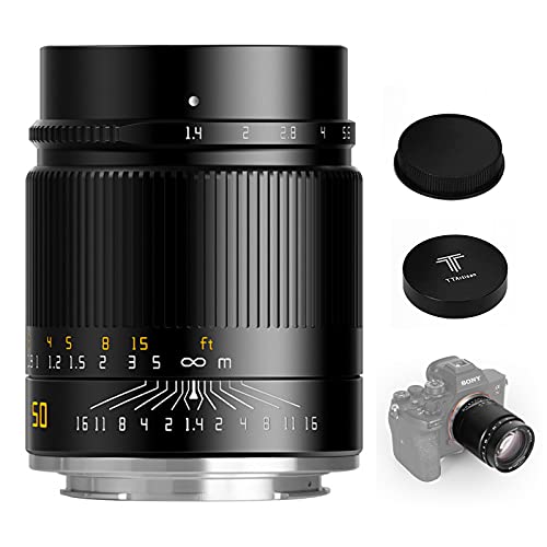 TTArtisan 50mm F1.4 Kameraobjektiv ASPH Kompatibel mit E-Mount Kameras A5000 A5100 A6000 A6100 A6600 NEX-3 NEX-3R NEX-5RNEX-5N NEX-7 A7 A7Il A7R A7RI A7RI A7RIV A7S A7SII A7SIII A9. von TTARTISAN