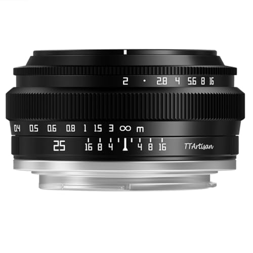 TTArtisan APS-C 25 mm F2 Metallgehäuse, kompatibel mit Fuji X-Halterung, Schwarz von TTARTISAN
