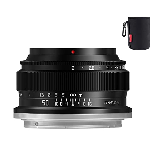 TTartisan 50mm F2 Objektiv mit manuellem Fokus, kompatibel mit Fuji X-Mount-Kameras X-E3 X-T30 X-100 X-S10 X-PRO3 X-T2 X-PRO1 X-PRO2 X-H1 X-T1 X-T10 X-T2 X-T3 X-T20 X-A1 X-A10 X-A2 X-A3 X-A5(Schwarz) von TTARTISAN