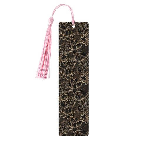 Boho-Lesezeichen mit Lotusblumen-Druck, klassischer Stil, Lesezeichen mit Seil, Buchzubehör zum Lesen, Bürobedarf, 5 Stück Boho-Lesezeichen mit Lotusblumen-Druck, klassischer Stil, Lesezeichen mit Seil, Buchzubehör zum Lesen, Bürobedarf, 5 Stück von TTIGLHOH