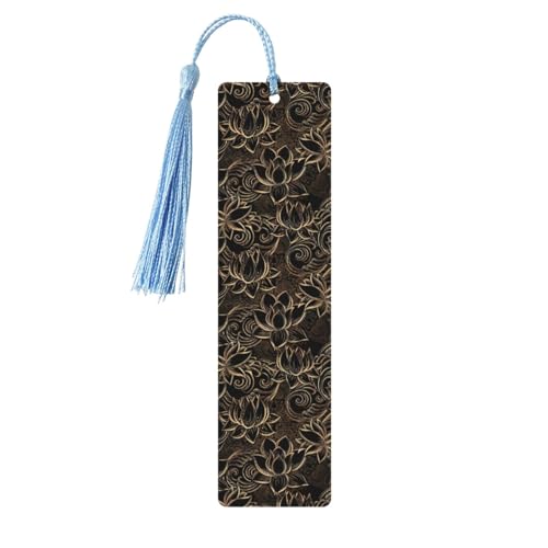 Boho-Lesezeichen mit Lotusblumen-Druck, klassischer Stil, Lesezeichen mit Seil, Buchzubehör zum Lesen, Bürobedarf, 5 Stück Boho-Lesezeichen mit Lotusblumen-Druck, klassischer Stil, Lesezeichen mit Seil, Buchzubehör zum Lesen, Bürobedarf, 5 Stück von TTIGLHOH