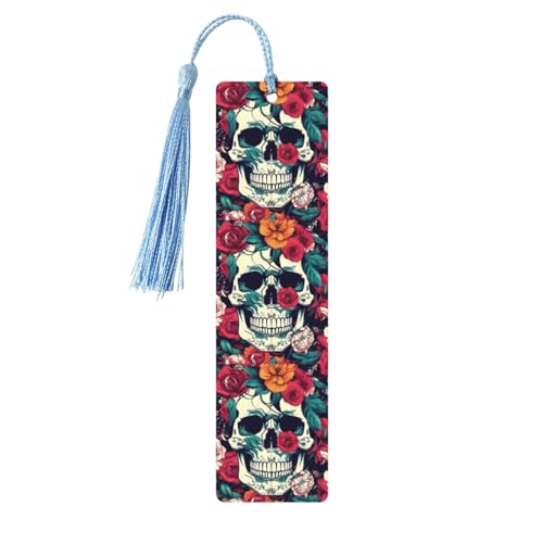 Lesezeichen mit Blumenschädel-Ornamentdruck, klassischer Stil, Lesezeichen mit Seil, Buchzubehör zum Lesen, Bürobedarf, 5 Stück Lesezeichen mit Blumenschädel-Ornamentdruck, klassischer Stil, Lesezeichen mit Seil, Buchzubehör zum Lesen, Bürobedarf, 5 Stück von TTIGLHOH
