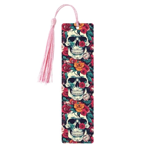 Lesezeichen mit Blumenschädel-Ornamentdruck, klassischer Stil, Lesezeichen mit Seil, Buchzubehör zum Lesen, Bürobedarf, 5 Stück Lesezeichen mit Blumenschädel-Ornamentdruck, klassischer Stil, Lesezeichen mit Seil, Buchzubehör zum Lesen, Bürobedarf, 5 Stück von TTIGLHOH