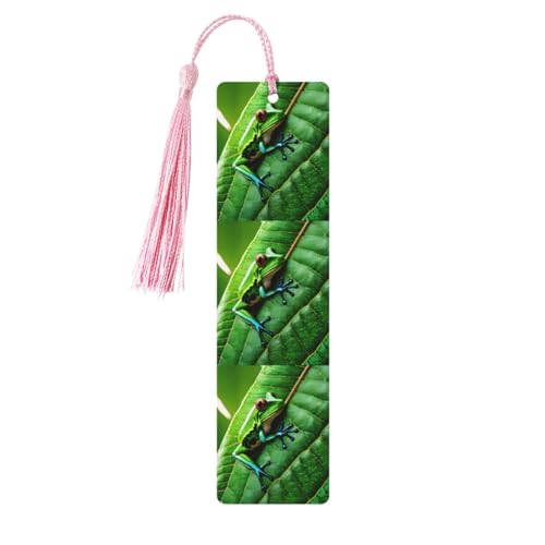 Lesezeichen mit Froschblättern, klassischer Stil, Lesezeichen mit Seil, Buchzubehör zum Lesen, Bürobedarf, 5 Stück Lesezeichen mit Froschblättern, klassischer Stil, Lesezeichen mit Seil, Buchzubehör zum Lesen, Bürobedarf, 5 Stück von TTIGLHOH