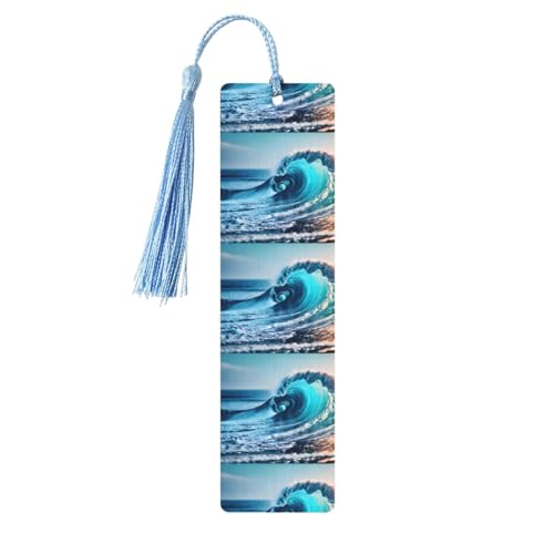Lesezeichen mit Meereswellendruck, klassisches Design, Lesezeichen mit Seil, Buchzubehör zum Lesen, Bürobedarf, 5 Stück Lesezeichen mit Meereswellendruck, klassisches Design, Lesezeichen mit Seil, Buchzubehör zum Lesen, Bürobedarf, 5 Stück von TTIGLHOH