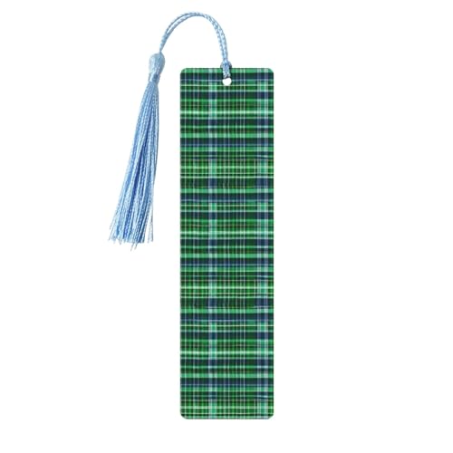 Lesezeichen mit Schottenkaro-Muster, klassisches Design, Lesezeichen mit Seil, Buchzubehör zum Lesen, Bürobedarf, Blau und Grün, 5 Stück Lesezeichen mit Schottenkaro-Muster, klassisches Design, Lesezeichen mit Seil, Buchzubehör zum Lesen, Bürobedarf, Blau und Grün, 5 Stück von TTIGLHOH