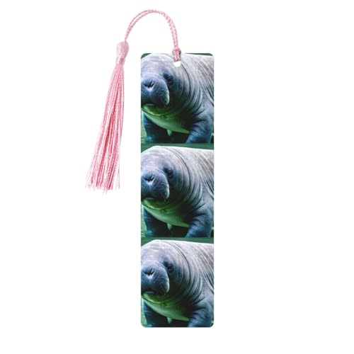 Lesezeichen mit Seekuh, Tiere, Kalbdruck, klassisches Design, Lesezeichen mit Seil, Buchzubehör zum Lesen, Bürobedarf, 5 Stück Lesezeichen mit Seekuh, Tiere, Kalbdruck, klassisches Design, Lesezeichen mit Seil, Buchzubehör zum Lesen, Bürobedarf, 5 Stück von TTIGLHOH