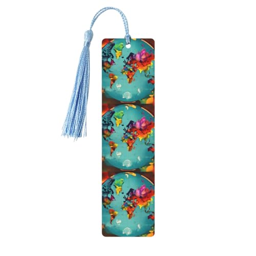 Lesezeichen mit Weltkartendruck, klassisches Design, Lesezeichen mit Seil, Buchzubehör zum Lesen, Bürobedarf, 5 Stück Lesezeichen mit Weltkartendruck, klassisches Design, Lesezeichen mit Seil, Buchzubehör zum Lesen, Bürobedarf, 5 Stück von TTIGLHOH