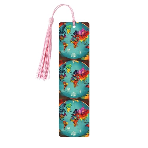 Lesezeichen mit Weltkartendruck, klassisches Design, Lesezeichen mit Seil, Buchzubehör zum Lesen, Bürobedarf, 5 Stück Lesezeichen mit Weltkartendruck, klassisches Design, Lesezeichen mit Seil, Buchzubehör zum Lesen, Bürobedarf, 5 Stück von TTIGLHOH