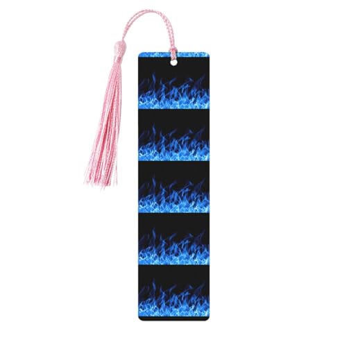Lesezeichen mit blauem Flammendruck, klassischer Stil, Lesezeichen mit Seil, Buchzubehör zum Lesen, Bürobedarf, 5 Stück Lesezeichen mit blauem Flammendruck, klassischer Stil, Lesezeichen mit Seil, Buchzubehör zum Lesen, Bürobedarf, 5 Stück von TTIGLHOH