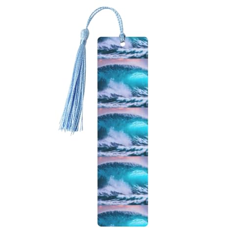Lesezeichen mit blauem Ozeanwellendruck, klassisches Design, Lesezeichen mit Seil, Buchzubehör zum Lesen, Bürobedarf, 5 Stück Lesezeichen mit blauem Ozeanwellendruck, klassisches Design, Lesezeichen mit Seil, Buchzubehör zum Lesen, Bürobedarf, 5 Stück von TTIGLHOH