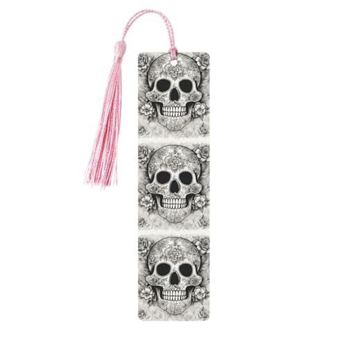 Lesezeichen mit mexikanischem Totenkopf-Druck, klassischer Stil, Lesezeichen mit Seil, Buchzubehör zum Lesen, Bürobedarf, 5 Stück Lesezeichen mit mexikanischem Totenkopf-Druck, klassischer Stil, Lesezeichen mit Seil, Buchzubehör zum Lesen, Bürobedarf, 5 Stück von TTIGLHOH