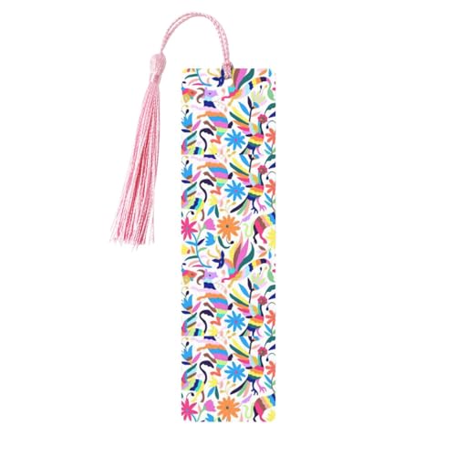 Lesezeichen mit mexikanischen Otomi-Tieren, klassischer Stil, Lesezeichen mit Seil, Buchzubehör zum Lesen, Bürobedarf, 5 Stück Lesezeichen mit mexikanischen Otomi-Tieren, klassischer Stil, Lesezeichen mit Seil, Buchzubehör zum Lesen, Bürobedarf, 5 Stück von TTIGLHOH