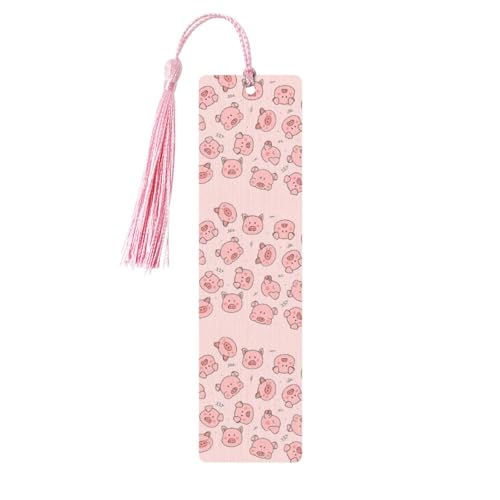 Lesezeichen mit niedlichem Schweine-Druck, klassischer Stil, Lesezeichen mit Seil, Buchzubehör zum Lesen, Bürobedarf, Rosa, 5 Stück Lesezeichen mit niedlichem Schweine-Druck, klassischer Stil, Lesezeichen mit Seil, Buchzubehör zum Lesen, Bürobedarf, Rosa, 5 Stück von TTIGLHOH