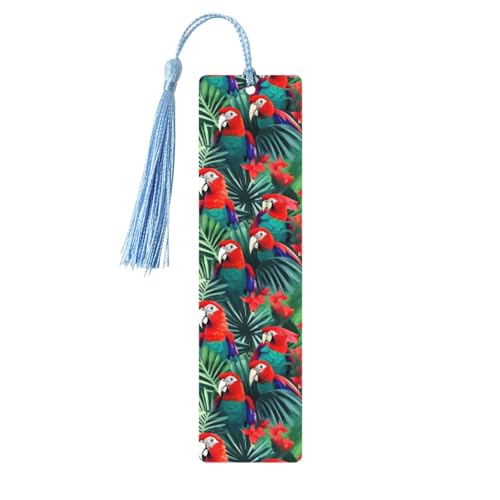 Lesezeichen mit tropischen Blumen und Papageien, klassischer Stil, Lesezeichen mit Seil, Buchzubehör zum Lesen, Bürobedarf, 5 Stück Lesezeichen mit tropischen Blumen und Papageien, klassischer Stil, Lesezeichen mit Seil, Buchzubehör zum Lesen, Bürobedarf, 5 Stück von TTIGLHOH
