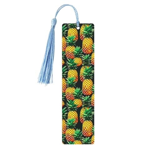 Lesezeichen mit tropischen Früchten, Ananas, klassischer Stil, Lesezeichen mit Seil, Buchzubehör zum Lesen, Bürobedarf, 5 Stück Lesezeichen mit tropischen Früchten, Ananas, klassischer Stil, Lesezeichen mit Seil, Buchzubehör zum Lesen, Bürobedarf, 5 Stück von TTIGLHOH