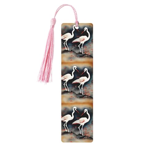 Lesezeichen mit zwei japanischen Kranichen, traditionelle Malerei, 5 Stück, klassischer Stil, Lesezeichen mit Seil, Buchzubehör zum Lesen, Bürobedarf Lesezeichen mit zwei japanischen Kranichen, traditionelle Malerei, 5 Stück, klassischer Stil, Lesezeichen mit Seil, Buchzubehör zum Lesen, Bürobedarf von TTIGLHOH