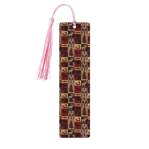 Lodge Bear Lesezeichen mit Hirschfmotiv, klassisches Design, Lesezeichen mit Seil, Buchzubehör zum Lesen, Bürobedarf, 5 Stück Lodge Bear Lesezeichen mit Hirschfmotiv, klassisches Design, Lesezeichen mit Seil, Buchzubehör zum Lesen, Bürobedarf, 5 Stück von TTIGLHOH