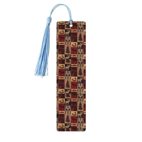 Lodge Bear Lesezeichen mit Hirschfmotiv, klassisches Design, Lesezeichen mit Seil, Buchzubehör zum Lesen, Bürobedarf, 5 Stück Lodge Bear Lesezeichen mit Hirschfmotiv, klassisches Design, Lesezeichen mit Seil, Buchzubehör zum Lesen, Bürobedarf, 5 Stück von TTIGLHOH