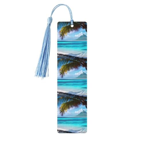 Tahiti Beach Printing Lesezeichen im klassischen Stil, Lesezeichen mit Seil, Buchzubehör zum Lesen, Bürobedarf, 5 Stück Tahiti Beach Printing Lesezeichen im klassischen Stil, Lesezeichen mit Seil, Buchzubehör zum Lesen, Bürobedarf, 5 Stück von TTIGLHOH