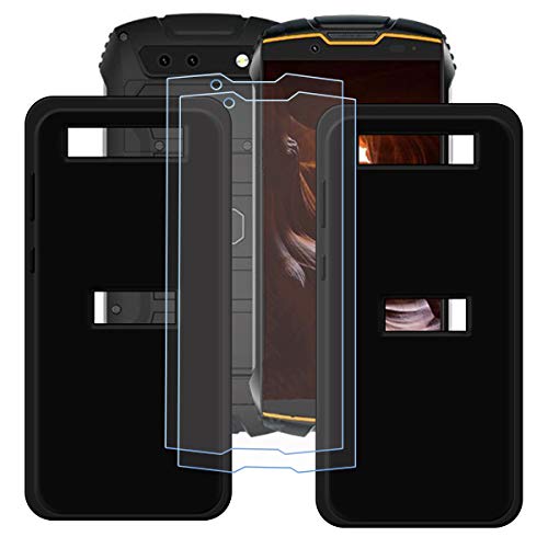 TTJ [2 Stück Schwarz Hülle für Cubot King Kong Mini + [2 Stück] HD Panzerglas, Handyhülle Silikon Schutzhülle Cover TPU Case Handytasche - Panzerglasfolie Schutzfolie für Cubot King Kong Mini (4,0") von TTJ