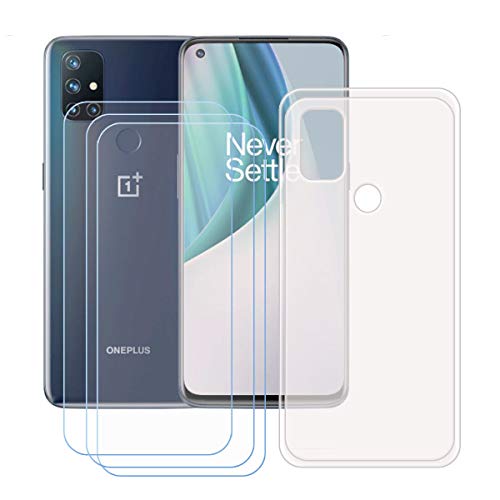 TTJ Durchscheinend Hülle für Oneplus Nord N10 5G (6,49") + [3 Stück] HD Panzerglas, Handyhülle Silikon Schutzhülle Cover TPU Case Handytasche - Panzerglasfolie Schutzfolie von TTJ