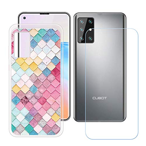 TTJ Hülle für Cubot X30 + HD Panzerglas, Sanft Handyhülle Silikon Schutzhülle Cover TPU Case Transparent Handy Tasche Handytasche - Panzerglasfolie Schutzfolie für Cubot X30 (6,4") - OP13 von TTJ