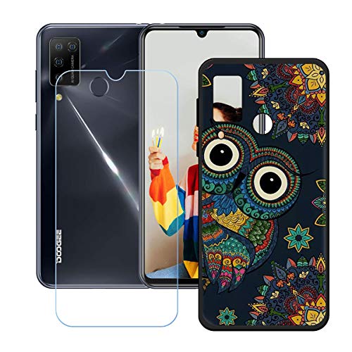 TTJ Hülle für Doogee N20 Pro + HD Panzerglas, Sanft Handyhülle Silikon Schutzhülle Cover TPU Case Handy Tasche Handytasche - Panzerglasfolie Schutzfolie für Doogee N20 Pro (6,3") - OP12 von TTJ