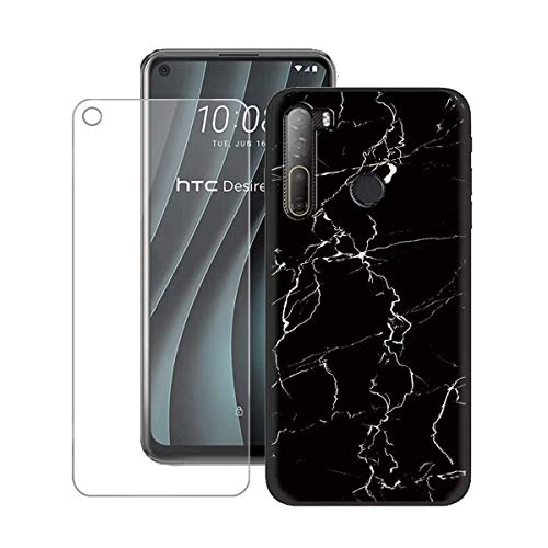 TTJ Hülle für HTC Desire 20 Pro + HD Panzerglas, Handyhülle Silikon Schutzhülle Cover TPU Case Handytasche - Panzerglasfolie Schutzfolie für HTC Desire 20 Pro (6,5") - LLM9 von TTJ