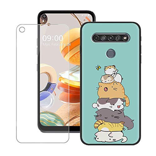 TTJ Hülle für LG K61 + HD Panzerglas, Handyhülle Silikon Schutzhülle Cover TPU Case Handytasche - Panzerglasfolie Schutzfolie für LG K61 (6,5") - LLM39 von TTJ