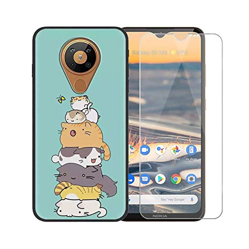 TTJ Hülle für Nokia 5.3 + HD Panzerglas, Handyhülle Silikon Schutzhülle Cover TPU Case Handytasche - Panzerglasfolie Schutzfolie für Nokia 5.3 (6,55") - LLM39 von TTJ