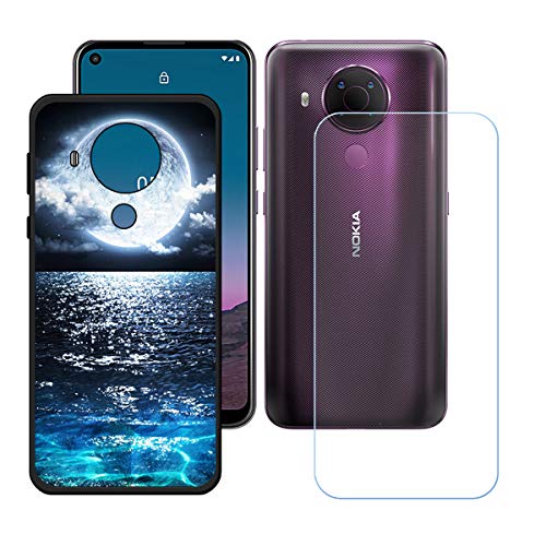 TTJ Hülle für Nokia 5.4 + HD Panzerglas, Sanft Handyhülle Silikon Schutzhülle Cover TPU Case Handy Tasche Handytasche - Panzerglasfolie Schutzfolie für Nokia 5.4 (6,39") - OP46 von TTJ