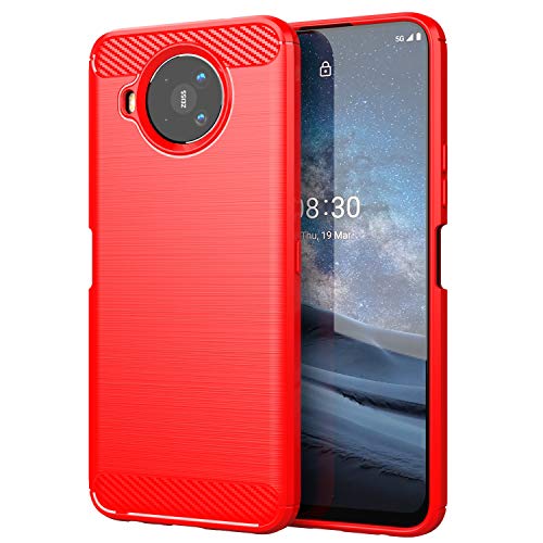 TTJ Hülle für Nokia 8.3 5G, Handyhülle Crystal Hochwertige ultradünne Bumper Kohlefaser Schutzhülle Cover TPU Case Weiche Handytasche für Nokia 8.3 5G (6,81") - Rot von TTJ