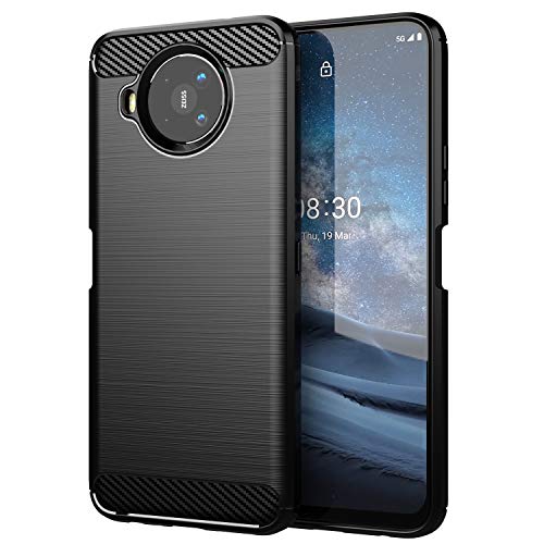 TTJ Hülle für Nokia 8.3 5G, Handyhülle Crystal Hochwertige ultradünne Bumper Kohlefaser Schutzhülle Cover TPU Case Weiche Handytasche für Nokia 8.3 5G (6,81") - Schwarz von TTJ