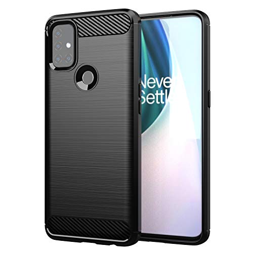 TTJ Hülle für Oneplus Nord N10 5G, Handyhülle Crystal Hochwertige ultradünne Bumper Kohlefaser Schutzhülle Cover TPU Case Weiche Handytasche für Oneplus Nord N10 5G (6,49") - Schwarz von TTJ