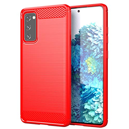 TTJ Hülle für Samsung Galaxy S20 FE, Handyhülle Crystal Hochwertige ultradünne Bumper Kohlefaser Schutzhülle Cover TPU Case Weiche Handytasche für Samsung Galaxy S20 FE (6,5") - Rot von TTJ