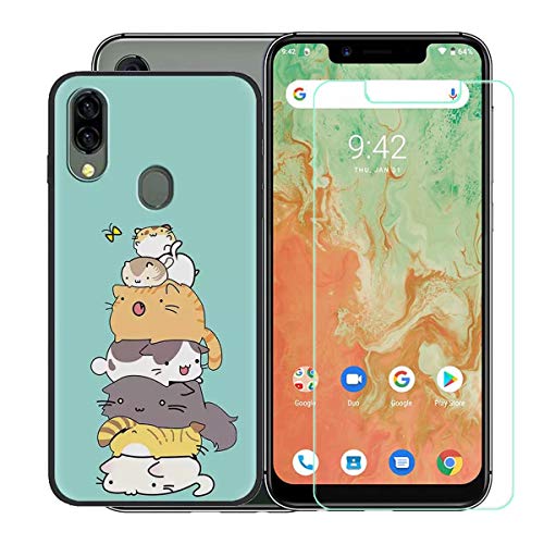 TTJ Hülle für Umidigi A3X + HD Panzerglas, Handyhülle Silikon Schutzhülle Cover TPU Case Handytasche - Panzerglasfolie Schutzfolie für Umidigi A3X (5,7") - LLM39 von TTJ