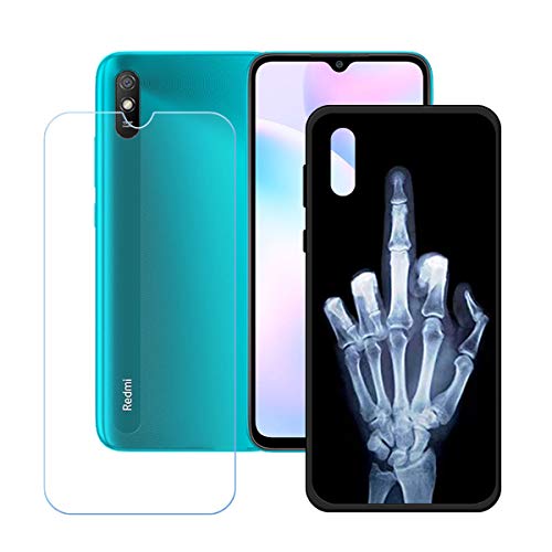 TTJ Hülle für Xiaomi Redmi 9AT + HD Panzerglas, Sanft Handyhülle Silikon Schutzhülle Cover TPU Case Handy Tasche Handytasche - Panzerglasfolie Schutzfolie für Xiaomi Redmi 9AT (6,53") - OP4 von TTJ