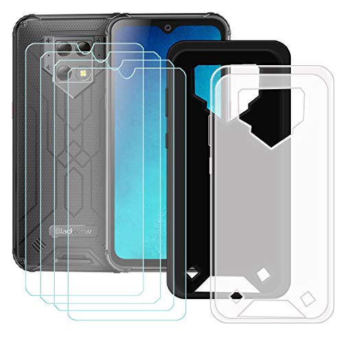 TTJ Schwarz + Durchscheinend Hülle für Blackview BV9800 Pro + [4 Stück] HD Panzerglas, Handyhülle Silikon Schutzhülle Cover TPU Case Handytasche - Panzerglasfolie Schutzfolie (6,3") von TTJ