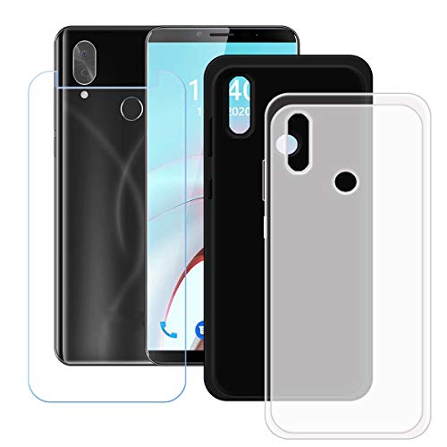 TTJ Schwarz + Durchscheinend Hülle für Hafury Note 10 + HD Panzerglas, Handyhülle Silikon Schutzhülle Cover TPU Case Handytasche - Panzerglasfolie Schutzfolie (5,93") von TTJ