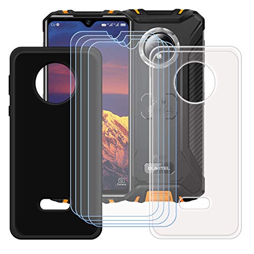 TTJ Schwarz + Transparent Hülle für Oukitel WP8 Pro (6,49") + [4 Stück] HD Panzerglas, Handyhülle Silikon Schutzhülle Cover TPU Case Handytasche - Panzerglasfolie Schutzfolie (6,49") von TTJ