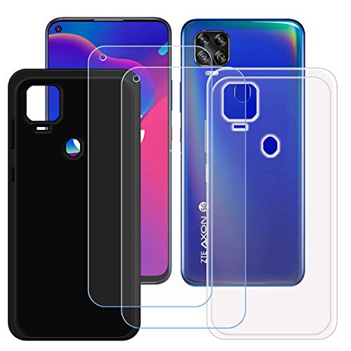 TTJ Schwarz + Transparent Hülle für ZTE Axon 11 SE 5G + [2 Stück] HD Panzerglas, Handyhülle Silikon Schutzhülle Cover TPU Case Handytasche - Panzerglasfolie Schutzfolie (6,53") von TTJ