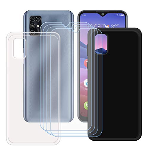 TTJ Schwarz + Transparent Hülle für ZTE Blade V2020 Smart (6,82") + [4 Stück] HD Panzerglas, Handyhülle Silikon Schutzhülle Cover TPU Case Handytasche - Panzerglasfolie Schutzfolie (6,82") von TTJ