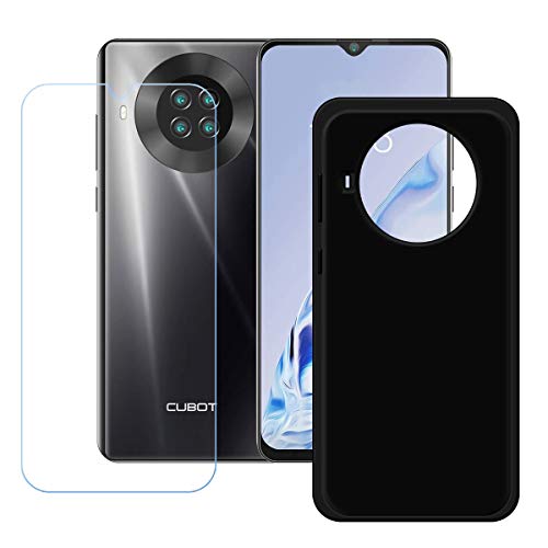 TTJ Schwarz Hülle für Cubot Note 20 (6,51") + HD Panzerglas, Handyhülle Silikon Schutzhülle Cover TPU Case Handytasche - Panzerglasfolie Schutzfolie von TTJ