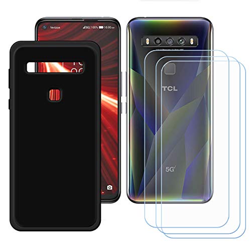 TTJ Schwarz Hülle für TCL 10 5G UW (6,53") + [3 Stück] HD Panzerglas, Handyhülle Silikon Schutzhülle Cover TPU Case Handytasche - Panzerglasfolie Schutzfolie von TTJ